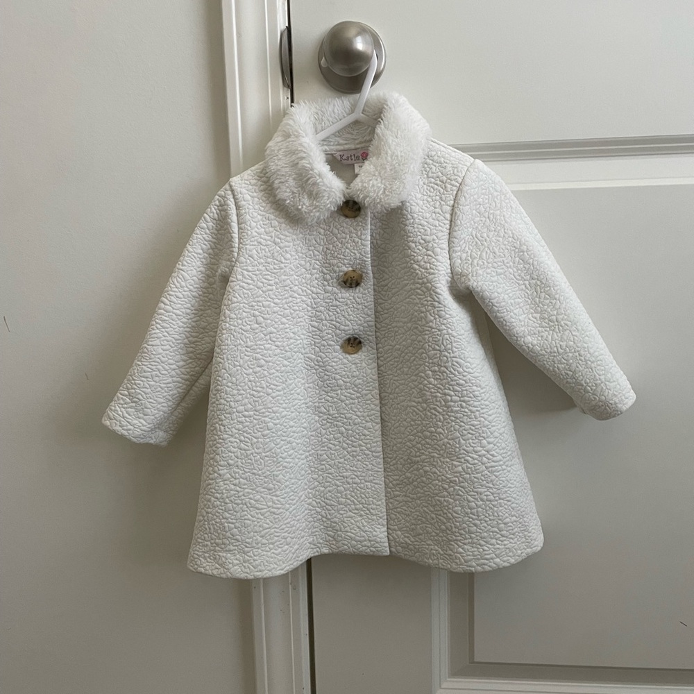 Skatie Ivory Textured Kids Pea Coat